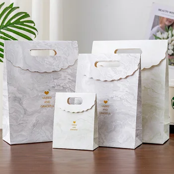 Custom Marbled Gift Bags, Die-cut Handle Paper Bags, Gift Wrapping Bags, Can Be Printed with logo