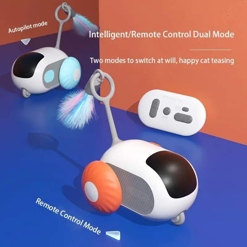 Interactive Funny Remote Control Car Smart Teaser Rotate Cat Toys Automatic Intelligent Rolling Remote Control Dual Mode