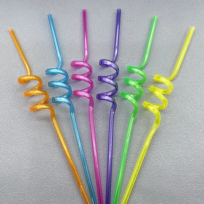 Ychon  Comfy Package  Disposable PET Plastic Drinking Spiral Straws for Birthday Party Supplies Decorations Favors