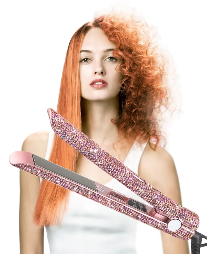 Портативный титановый утюжок для волос оптом Bling 450f утюжок для волос титановый MCH PTC выпрямитель для волос с логотипом на заказ MOQ 1 шт.