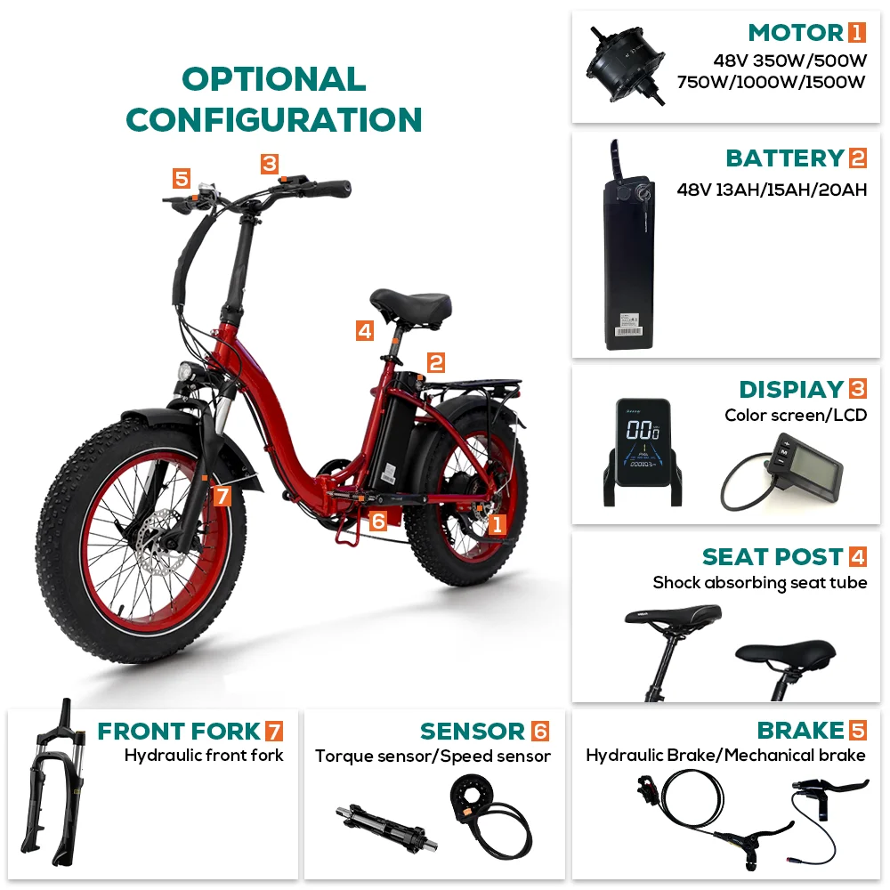 VTUVIA E Bike 250W 750W Motor, 48V Battery, 20inch Frame