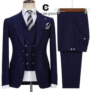 New High Quality XS-4XL (suit + Vest + Trousers) Men's Striped Fashion Business Gentleman British Style Casual Gentleman Suit
