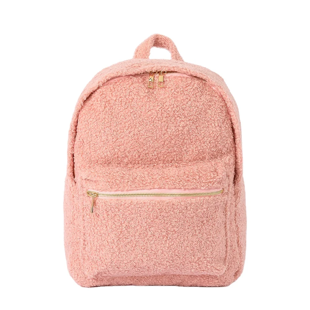 candies velvet mini backpack Wholesale Custom Kids Pink Plush Children's School Bag