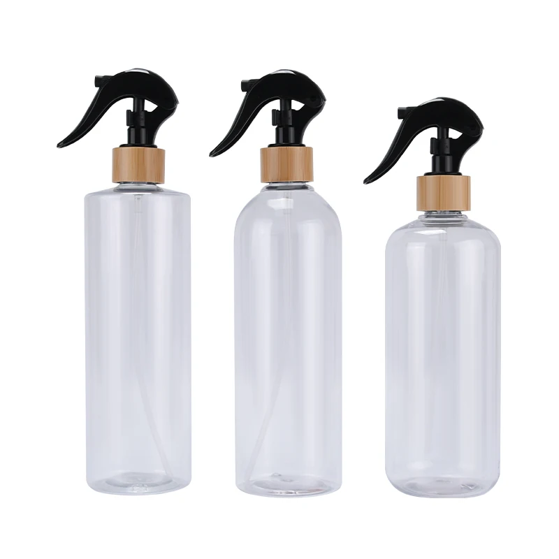 30ml 60ml 100ml 250ml 300ml 500ml Black White Trigger Spray Bottle Straw Bottle with Bamboo Trigger Pump Spray Cap
