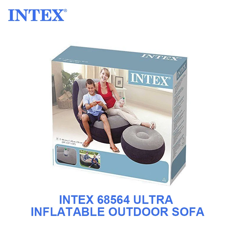 Intex 68564 Ultra Lounge Outdoor Inflatable Sofa Flocked With Footrest