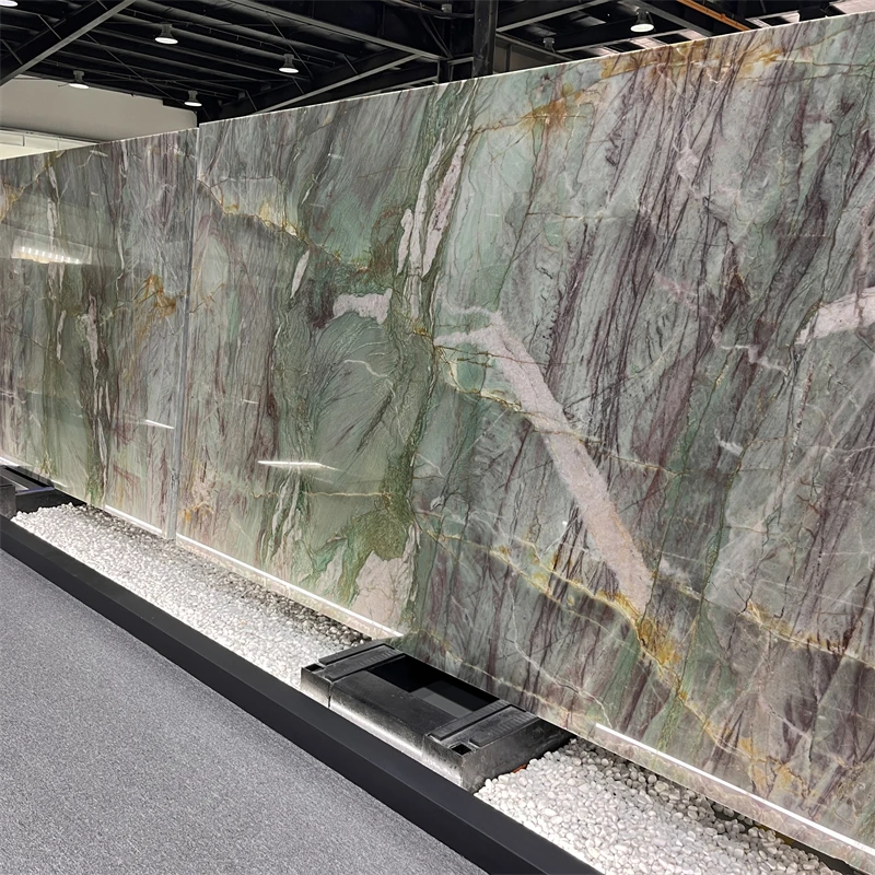 product luxury royal green quartzite slab high quality exotic stone countertop interior wall decor customized sizes similar marble tile-3