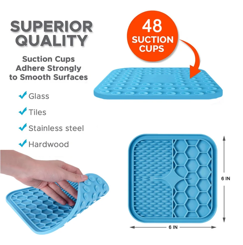 Nontoxic Dog Bowls Eat Slow Feeder Pad Durable Square Pet Dog Suction
