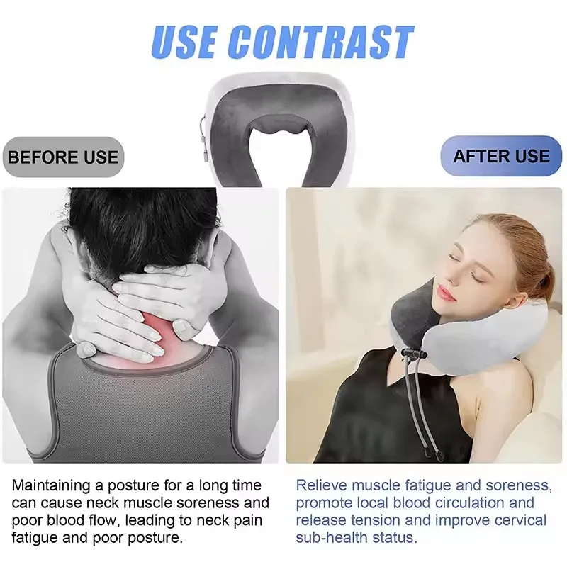 OEM de fábrica de productos de resolución de problemas de cuello de calor en forma de U cuello eléctrico almohadas Shiatsu infrarrojo almohada de masaje