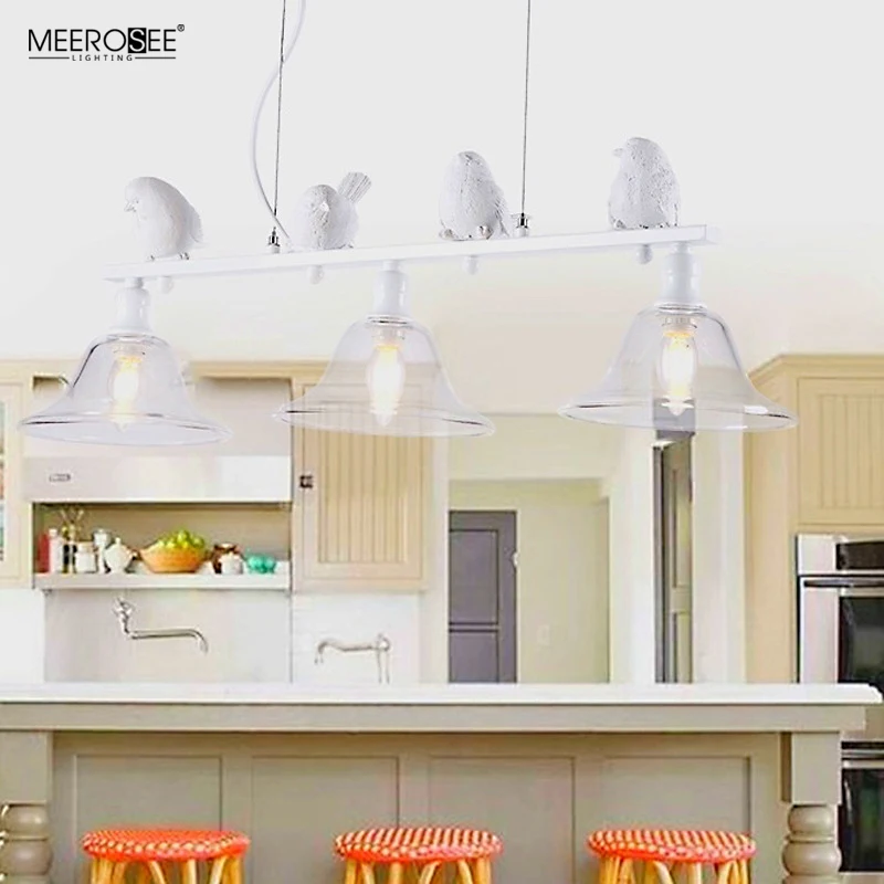 Meerosee Cheap Price Pendant lamp with Resin Birds Suspension Lighs for Dinning Table Kitchen Bar MD86785