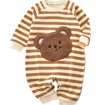 Baby clothes Spring and Autumn Class A 100% cotton single-breasted long-sleeved onesie cartoon outing clothes