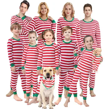 Custom Wholesale 2022 New Fashion Holiday Plus Size Cotton Long Sleeve Cute Sets Matching Family Christmas Pajamas