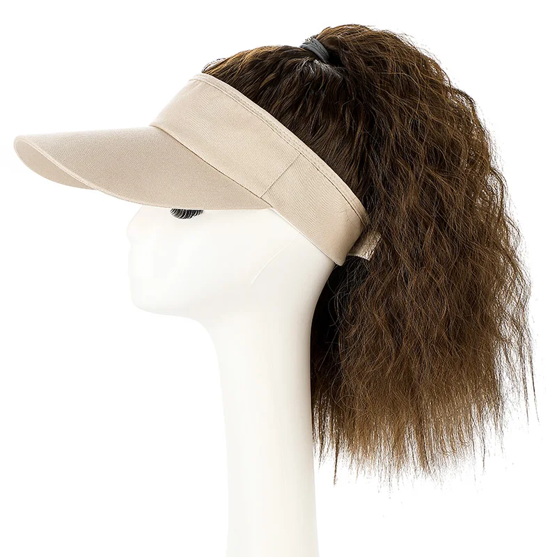 Visor Hat With Ponytail Wig Hat With Ponytail Wig Fluffy Synthetic