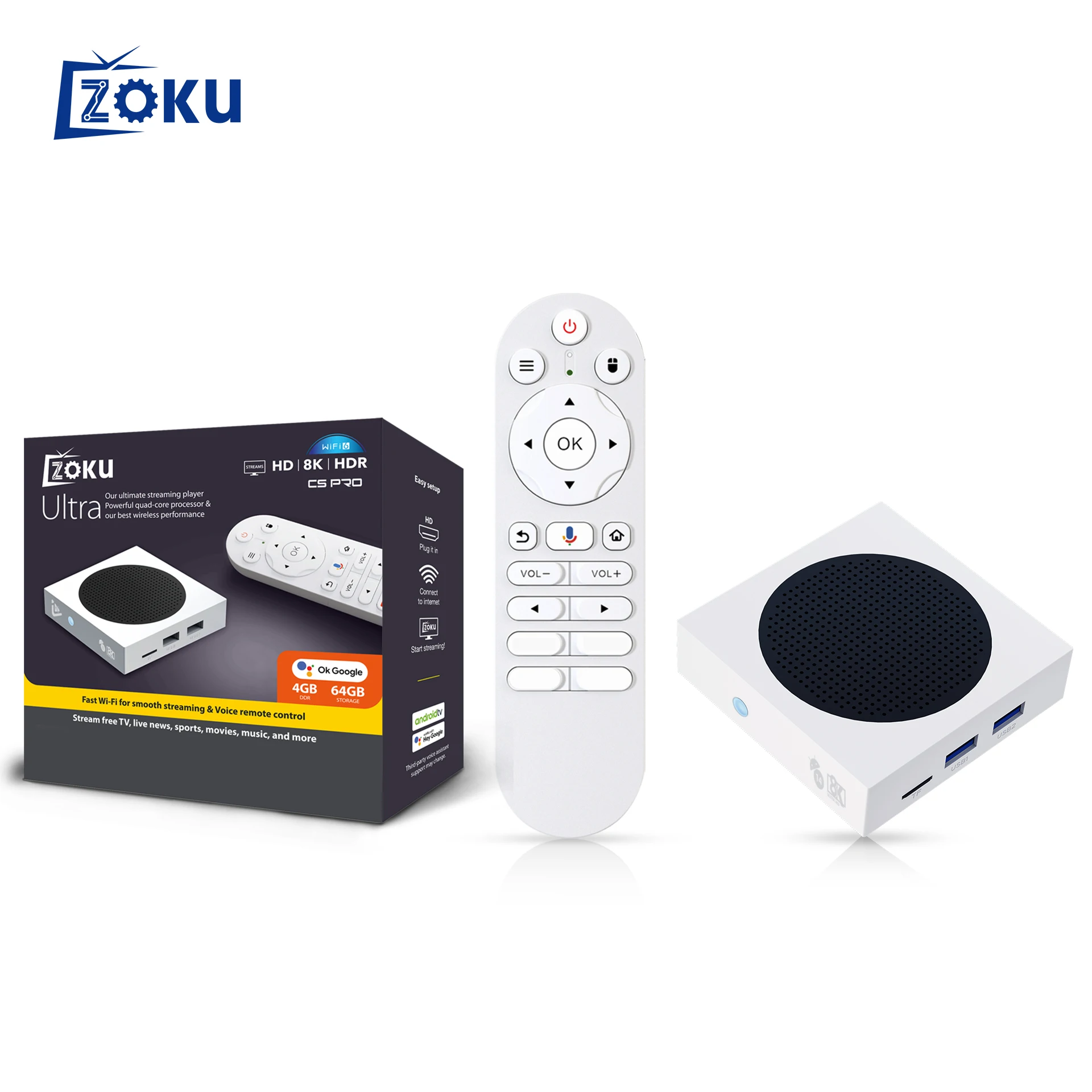 Zoku C5pro安卓电视盒H618芯片组内存只读存储器4 + 64GB人工