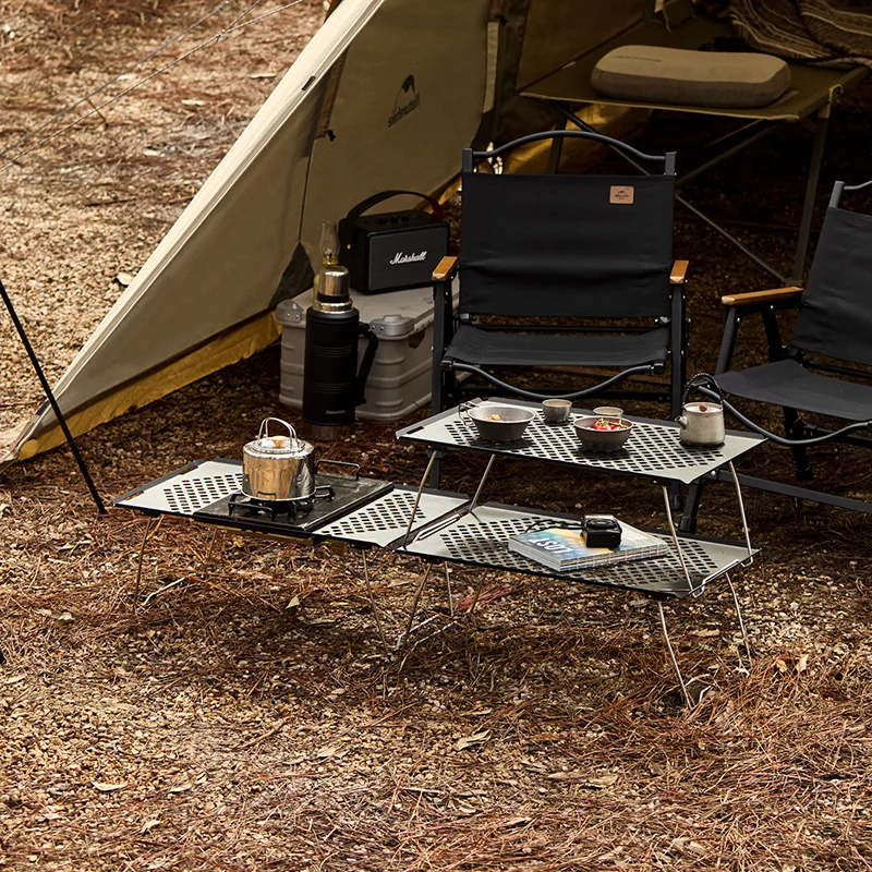 Naturehike Table de pique-nique de camping en plein air Table multifonctionnelle pliable en maille d'acier IGT pour barbecue