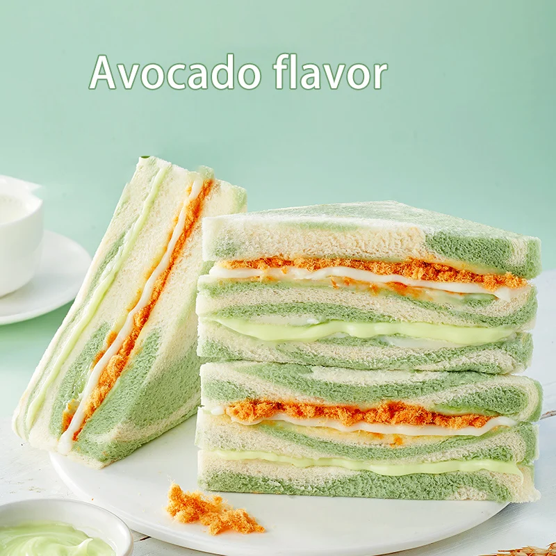 Nutritious Breakfast Sandwich Bread Cake Triangle Brand Toast Meat Floss and Taro Puree Triangle Bread Chinese Burger Bread