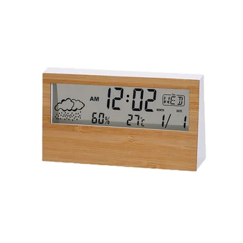 LCD Digital Transparent Screen Temperature Humidity Snooze Weather Station Table Alarm  Clock wall art home decor accessories