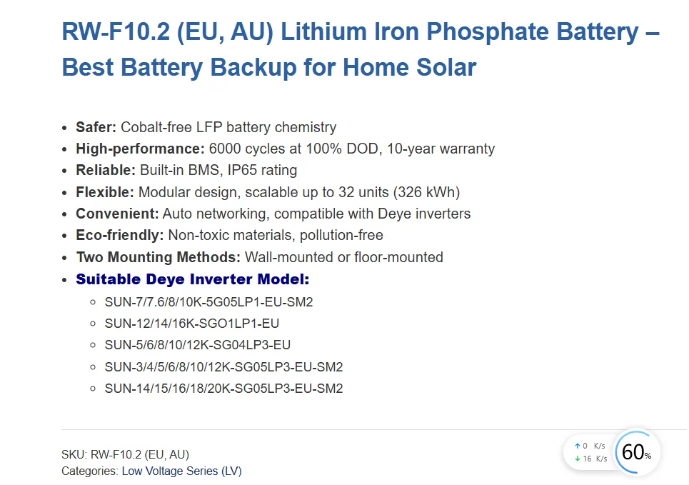 product high performance wall mounted deye rw f102 512v 200ah 10kwh ip65 energy storage lifepo4 lithium battery solar 10 year warranty-5