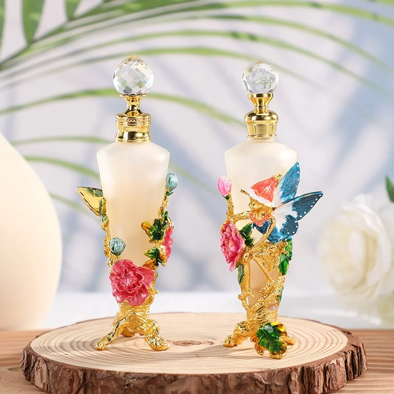 Patented 25ml Metal Peony Flower Angel Fairy Perfume Attar Frosted