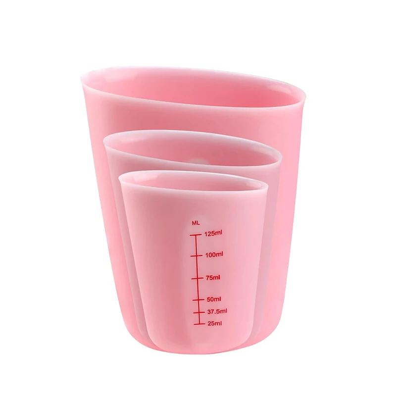 Silicone Measuring Jug Set of 3-Pieces for Kitchen Baking/3pcs Silicone Measuring Cups with Measurement; 240/480/960ML