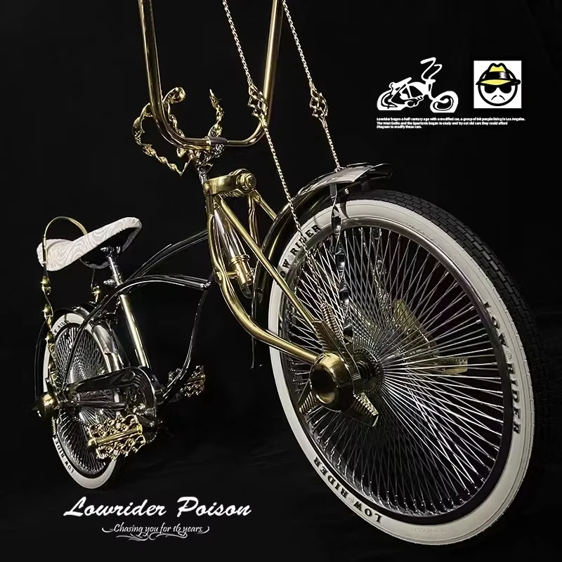 cool lowrider bicycles Tracer Hyena 20" Beach Cruiser Bike, aluminum 16 front wheel and 20 rear wheel features real fat tire Espaola teens show off custom