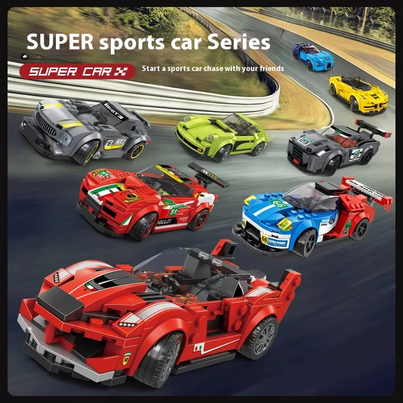 2880 Block Set Sport Car Block Set Racing City Police Car Model Assembly Blocks Building Toys for Children Toys 172+PCS