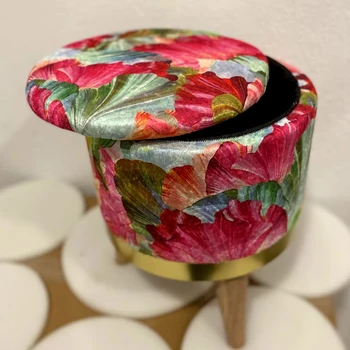 High Quality Pouf 32x42 25xH35 Floral Pattern Pouf with Cover Multipurpose Footed Pouf Home Decor Worldwide Shipping