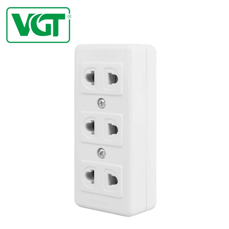 VGT New Published Socket for  Power Strip with 3 Outlet for 2 Pin Plugs Electrical Accessories