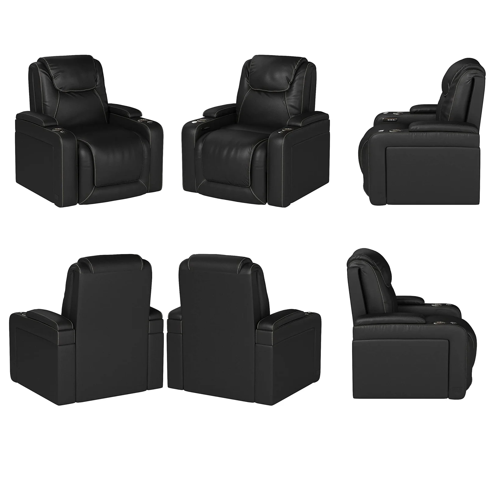 Powered Heated Massage Recliner Theater Chair,Headrest Home Theater