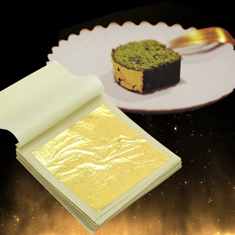 The largest size 9.33*9.33cm 24k edible gold leaf pure gold leaf food decoration