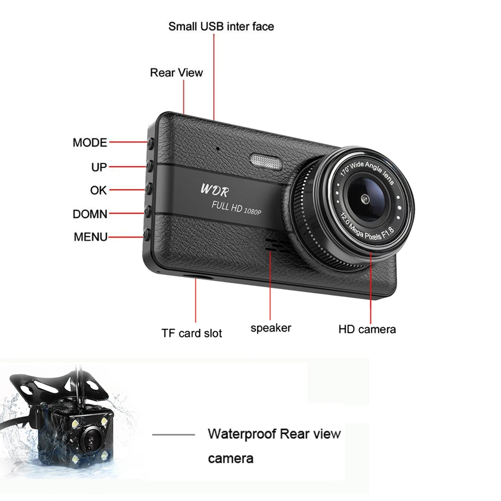 1440p 170 Car Camera Recorder Streaming Video Full HD 1080p Dashcam Camera Rear View Mirror Monitor Dashboard Car Dvr