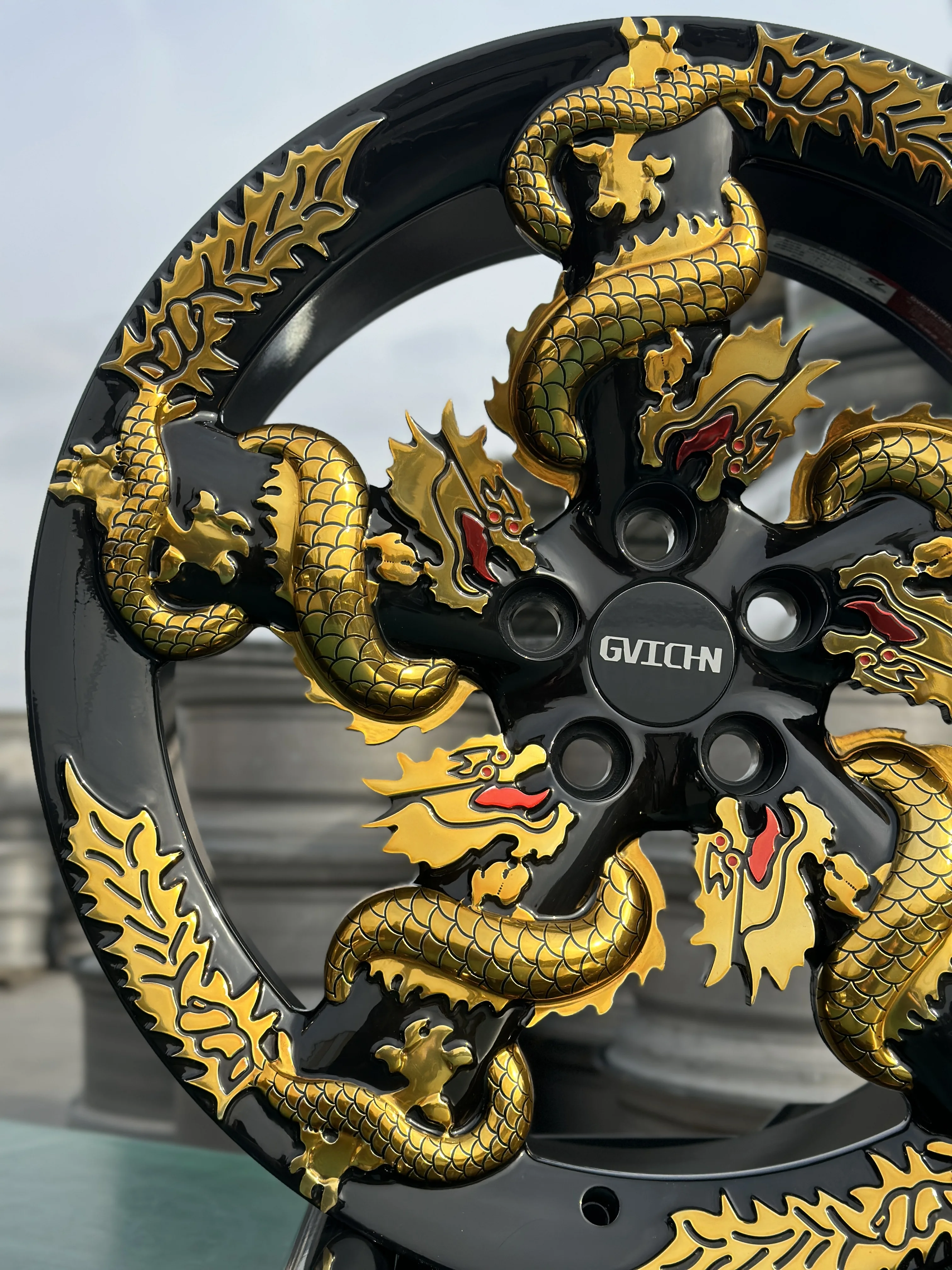 GVICHN one piece black with gold dragon forged wheel 16 - 30 inch aluminum alloy rims 5x112 5x114.3 5x120