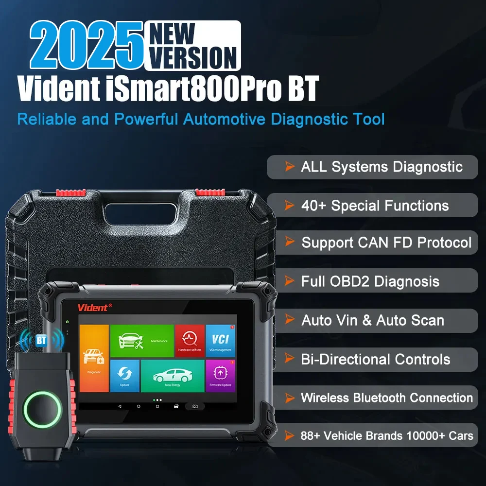 Vident ISmart800 Pro BT All System Diagnostic Tool Code Reader with 40+ Reset Functions Key Programmer Auto VIN Active Test