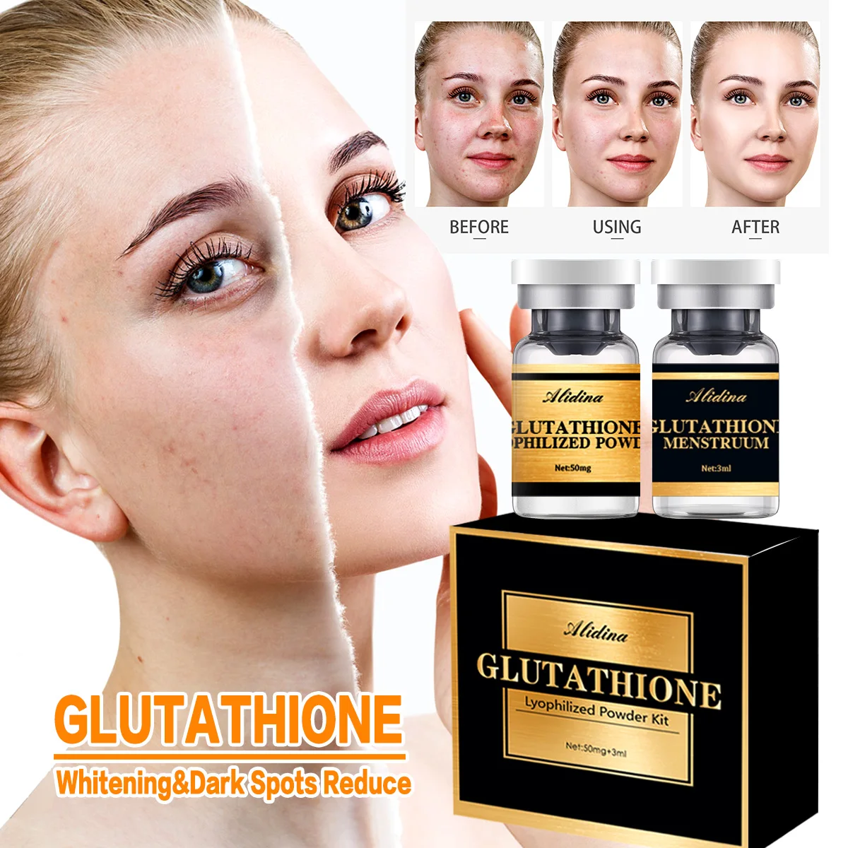 Private Label Glutathione Concentre Age-aging Lightening Serum With  Glutathione Super Whitening and Brightening Skin Serum d