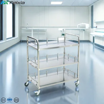 Movable Stainless Steel Hospital Medicine Instrument Operating Room Medical Nursing Trolley Cart