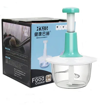 New 1.5L Arrival Press Type Manual Vegetable Mixer Hand Blender Stick Plastic Simple OEM Plastic Kitchen Machine CN;ZHE