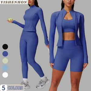 YISHENHON 2026 Fashion Autumn and Winter Quick Dry Zipper Women's Yoga Set Outdoor  Running Fitness Suit With With Low MOQ