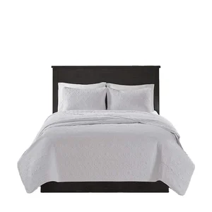 White Quilt Set Microfiber Fabric Bedding Bedspread Quilt for Living Room