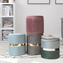 Stool New Sale Dining Round Modern Indoor Home Luxury Foot Step Gold Metal Chairs Velvet Ottoman Stools