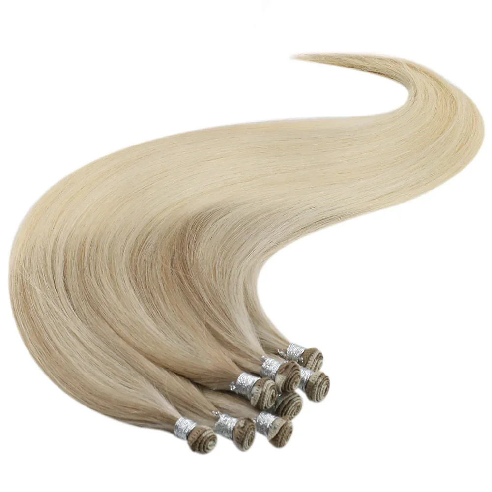 LaaVoo Hand Tied Human Hair Weft Extensions 100% Real Straight High Quality Bundles_voghion.com