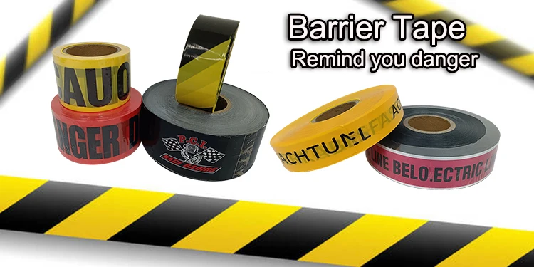 Custom Logo Attention to danger Caution Tape Yellow and Black Striped Non-Adhesive barrier tape with strong tensile force