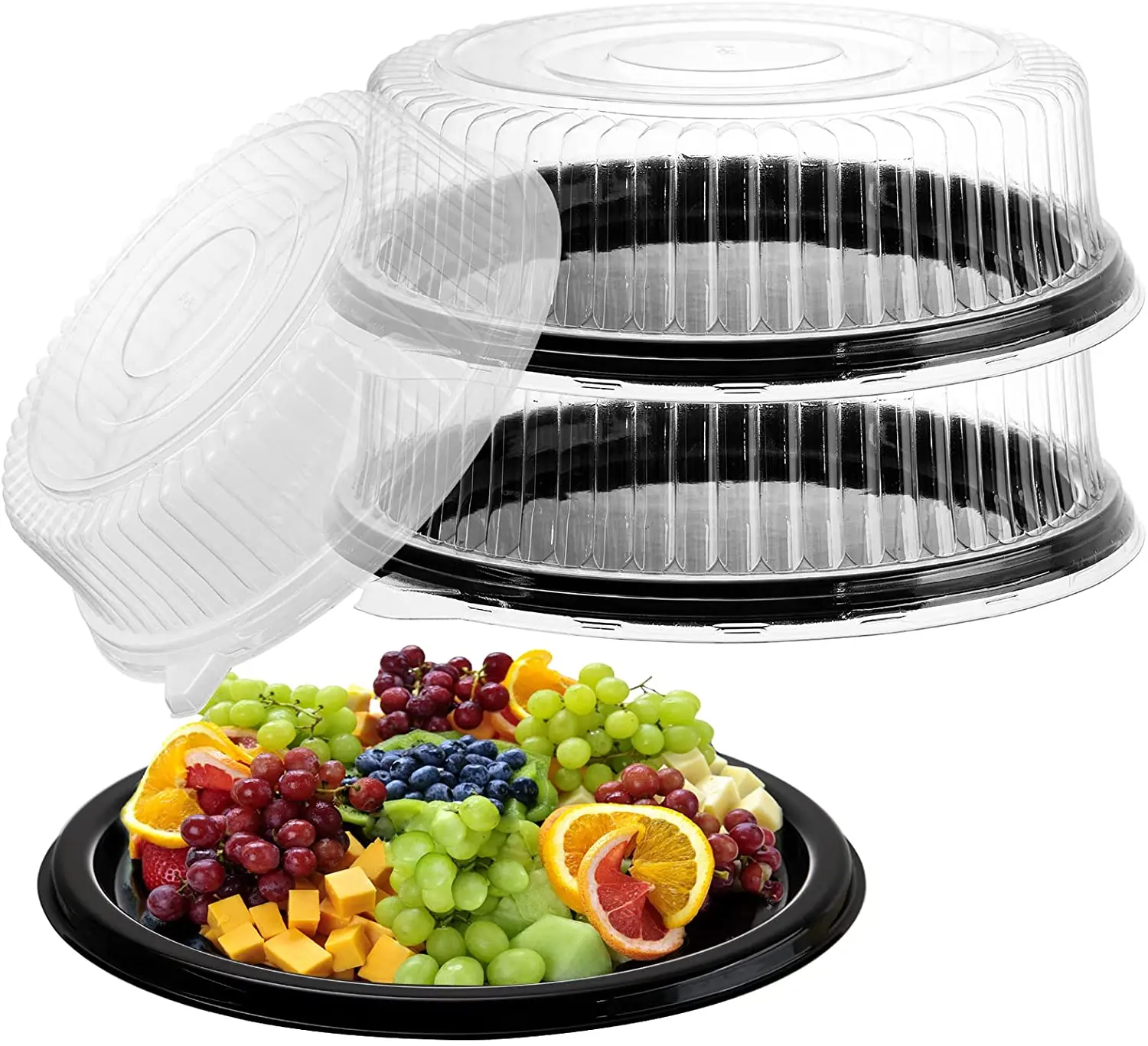 Plastic Serving Tray Picnic Tray With Lid Plastic Disposable Food Serving Platters With Clear Dome Lids Stackable Round Trays