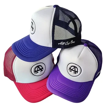 Quick Dry Custom Embroidery Logo Snapback Trucker Hats High Quality Men's 5 Panel Mesh Foam Trucker Caps