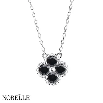 Hot 925 Sterling Silver Luxury Fine Necklace VVS Full Black Diamond Clover Shape Waterproof Four Moissanite Necklace for Women
