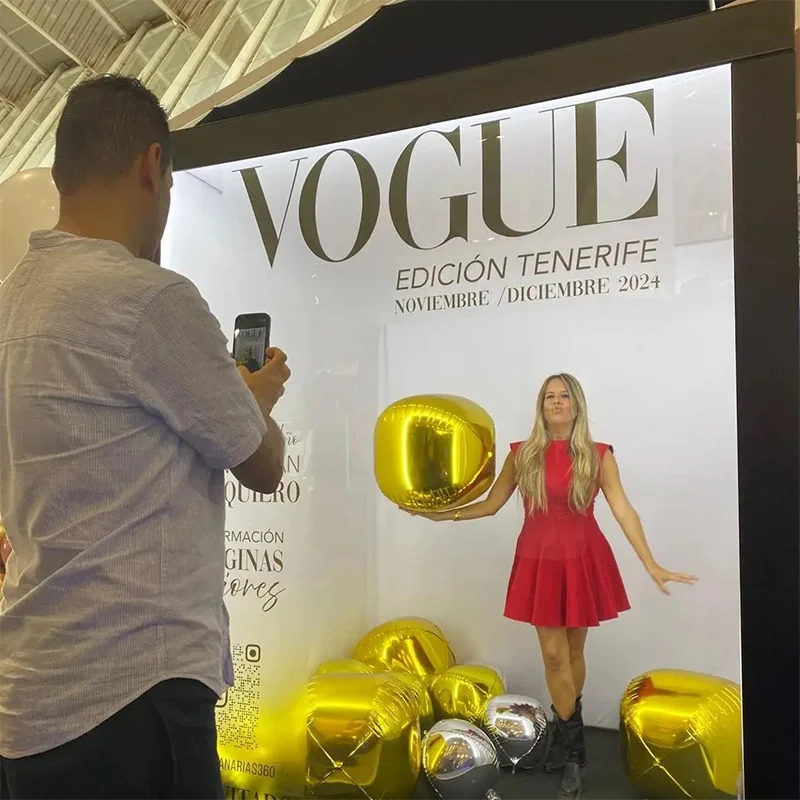 Vogue Photo Booth with Led Light Birthday Party Magazine Photo Booth Box Enclosure Magazine Box Photography Background