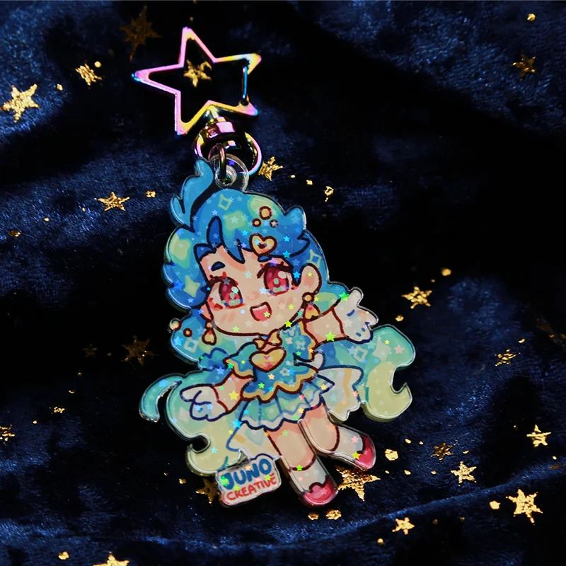 Juno Creative Glitter Epoxy Colored Charms - Double-Sided Keychain