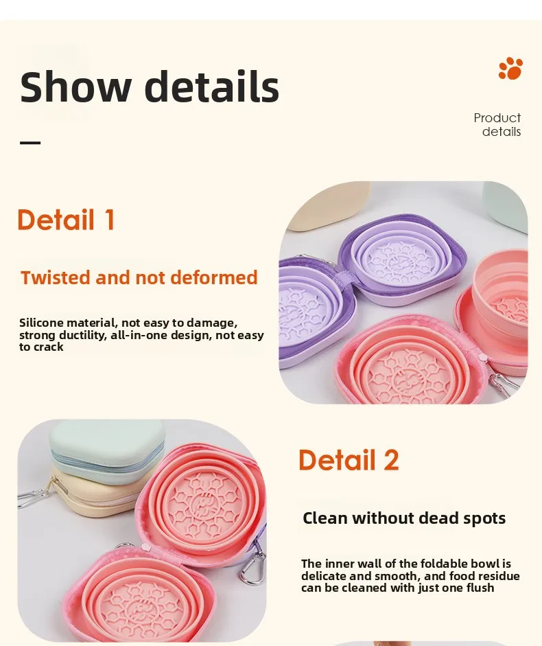 2 in 1 Folding Silicone Pet Bowl with Zipper Closure New Outdoor Carrying Cat and Dog Feeding Bowl supplier