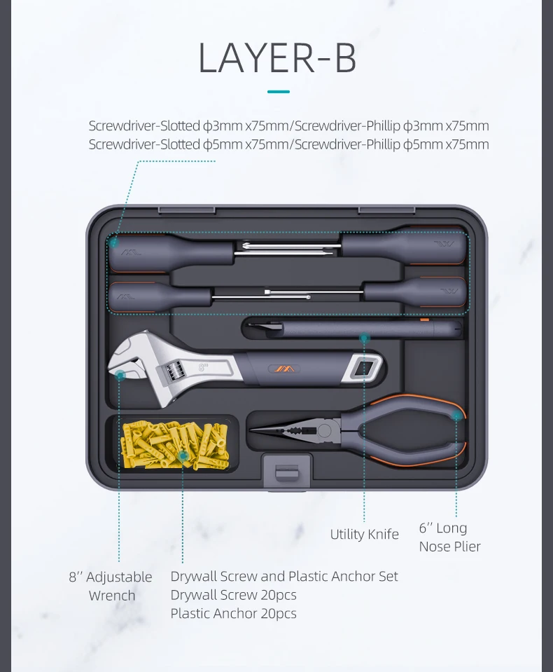 Jimibox X4abcd Mechanical Toolbox Set Tools 2023 Storage Packing Home Use General Household