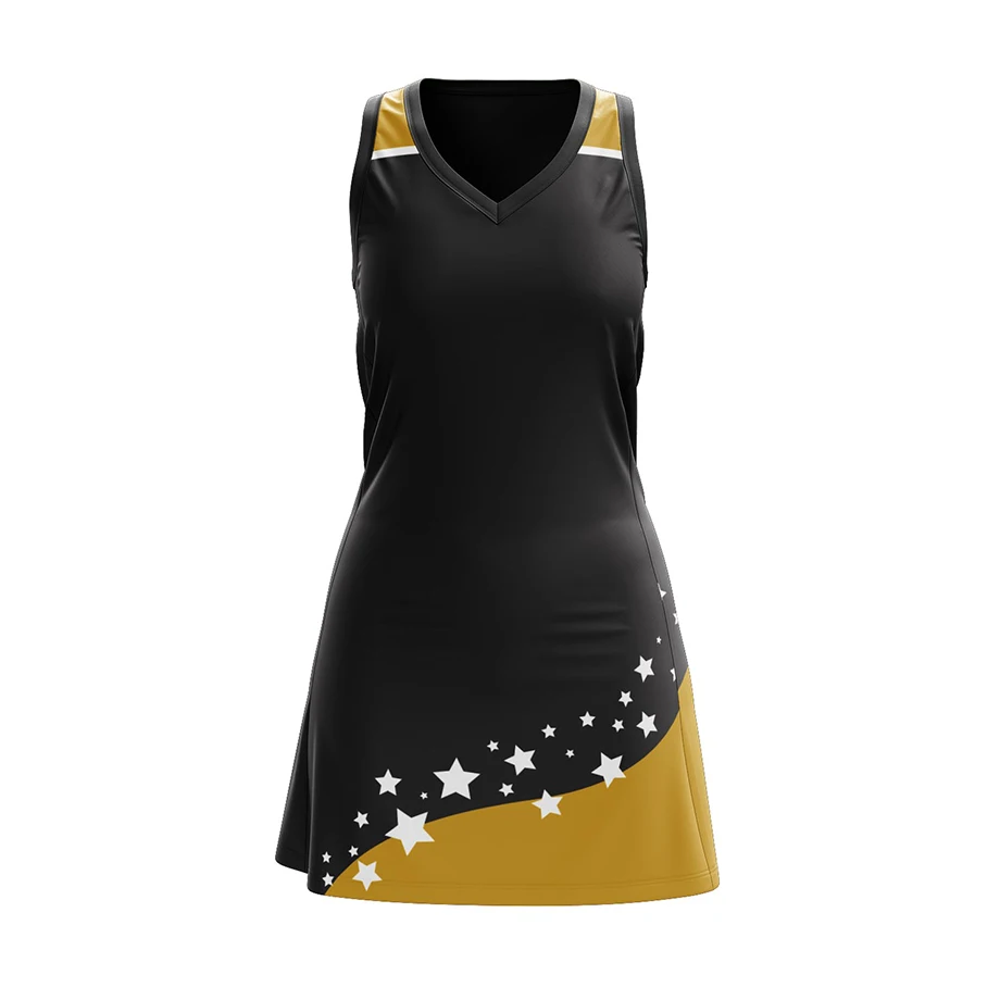 Custom Print Sublimation Netball Dress Netball Uniforms Dress Black and Red Netball Dress for Sports Girls