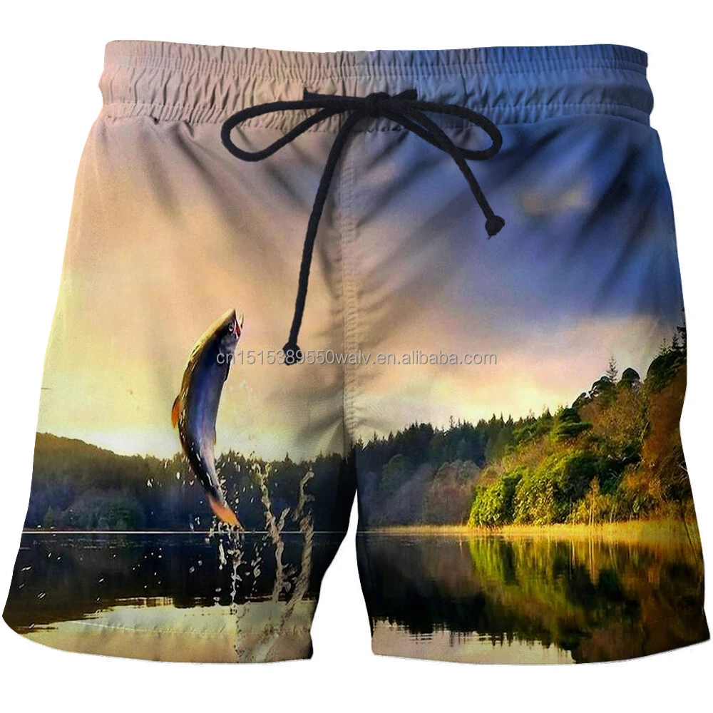 pantaloncini da surf casual sportivi con stampa completa oem pantaloncini da spiaggia ad asciugatura rapida in poliestere pantaloncini da pesca elasticizzati a 4 vie per695_voghion.com