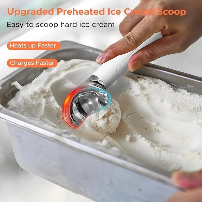 product laudtec heated ice cream scoop electric scooper for hard icecream self warming spoon battery rust proof metal easy to clean sz03-3